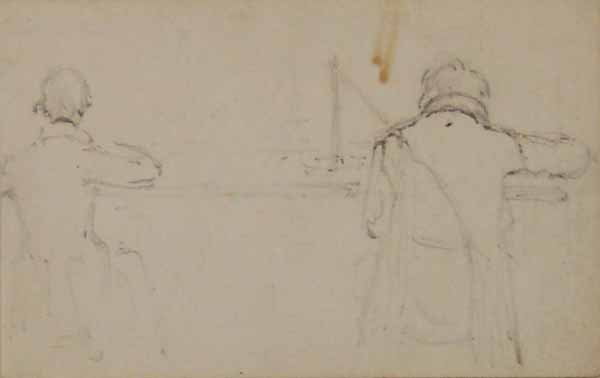 Sketch of Back View of Edmund Evans and John Greenaway